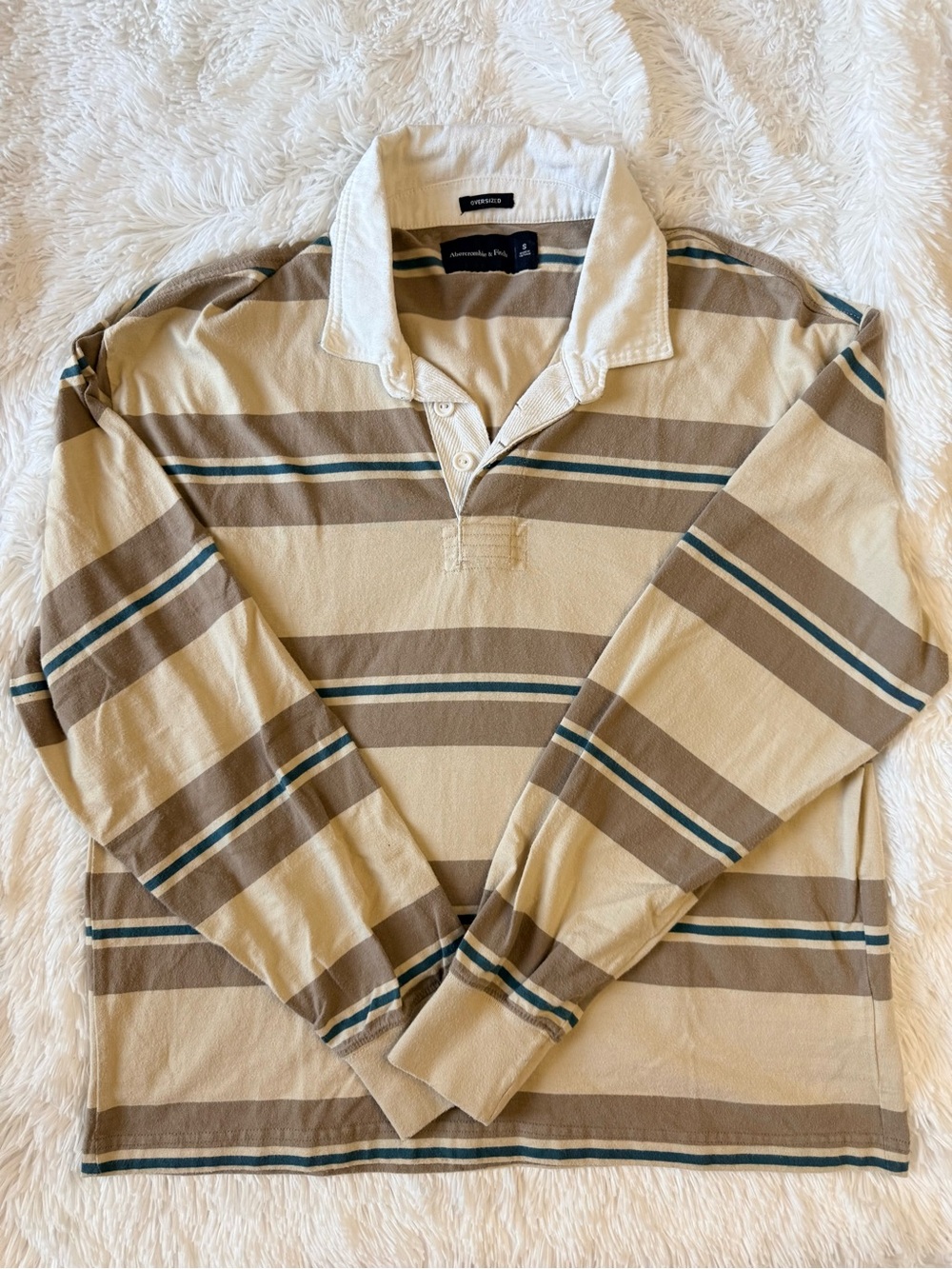 Abercrombie & Fitch Men's Striped Rugby Shirt - Beige